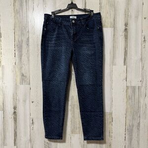 Kensie Dark Blue Zebra Pattern Jeans